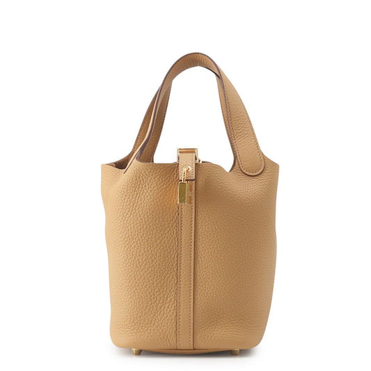 Hermes Handbag Picotin Lock PM Biscuit Gold Taurillon Clemence