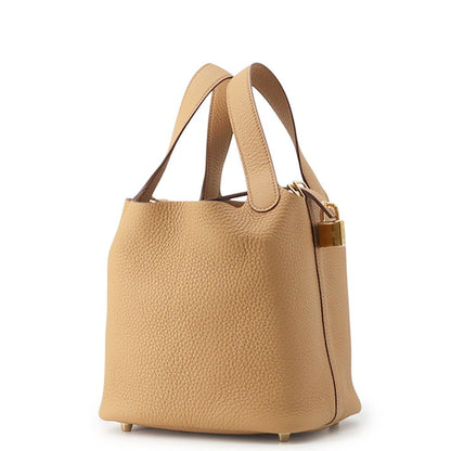 Hermes Handbag Picotin Lock PM Biscuit Gold Taurillon Clemence — view 2