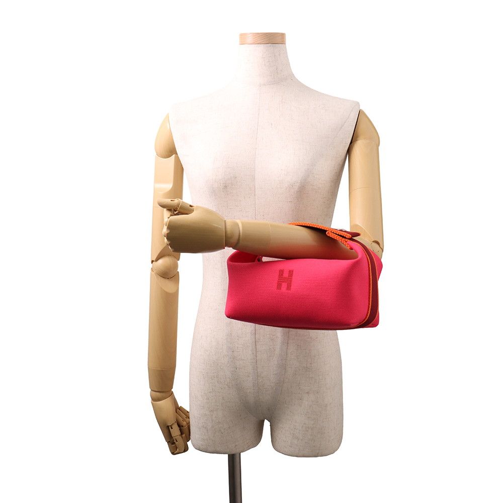 Hermes Pouch Bride-a-Brac PM Hibiscus Silver Canvas Case — view 4