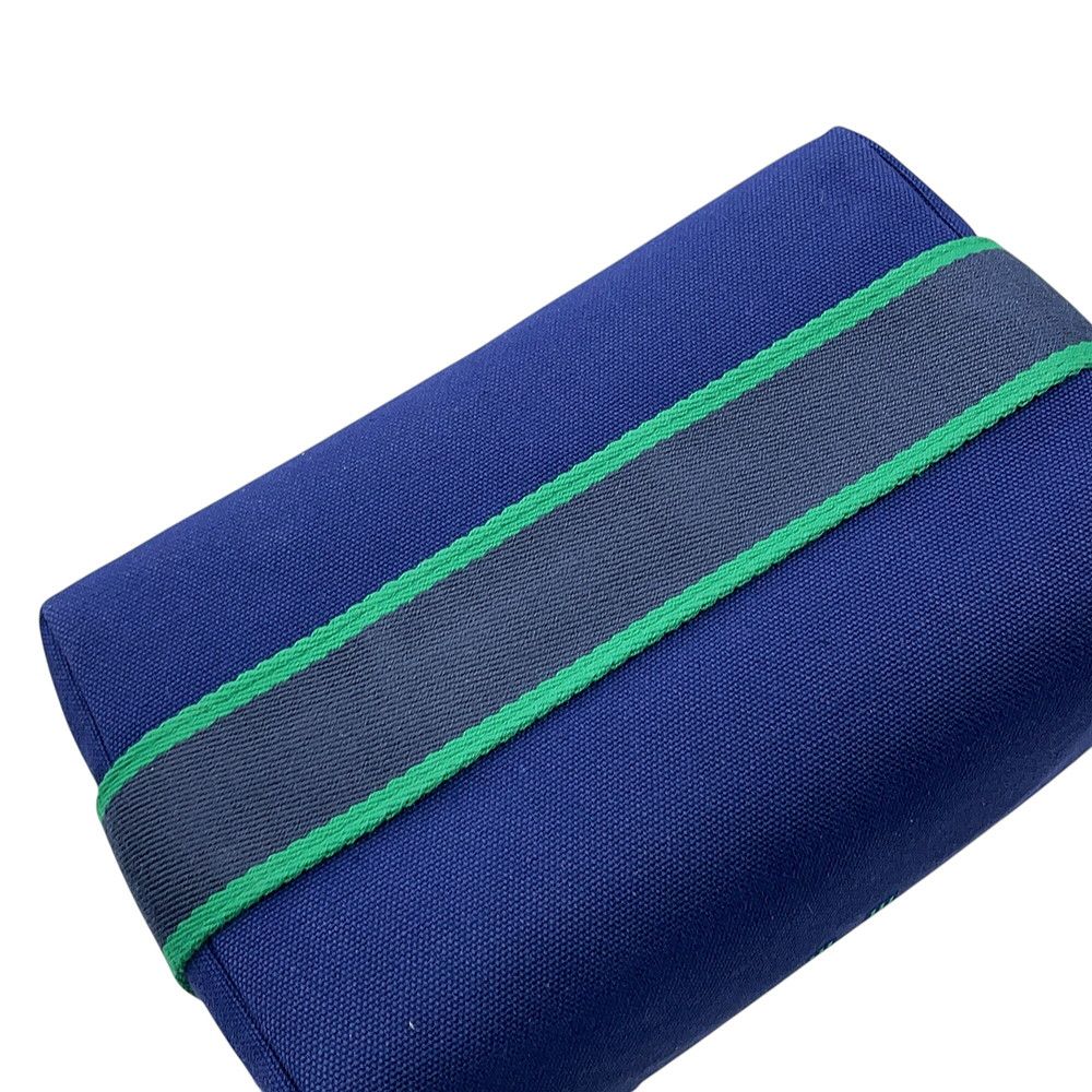Hermes Pouch Bride-a-Brac PM Marine Silver Canvas Case — view 9