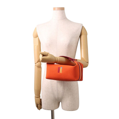 Hermes Pouch Bride-a-Brac Pavillon PM Orange Silver Canvas Case — view 4