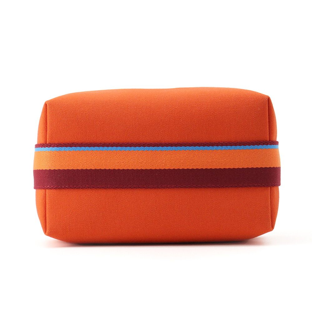 Hermes Pouch Bride-a-Brac Pavillon PM Orange Silver Canvas Case — view 3