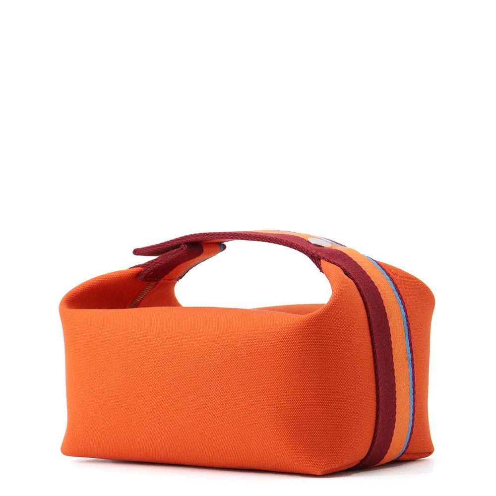 Hermes Pouch Bride-a-Brac Pavillon PM Orange Silver Canvas Case — view 2