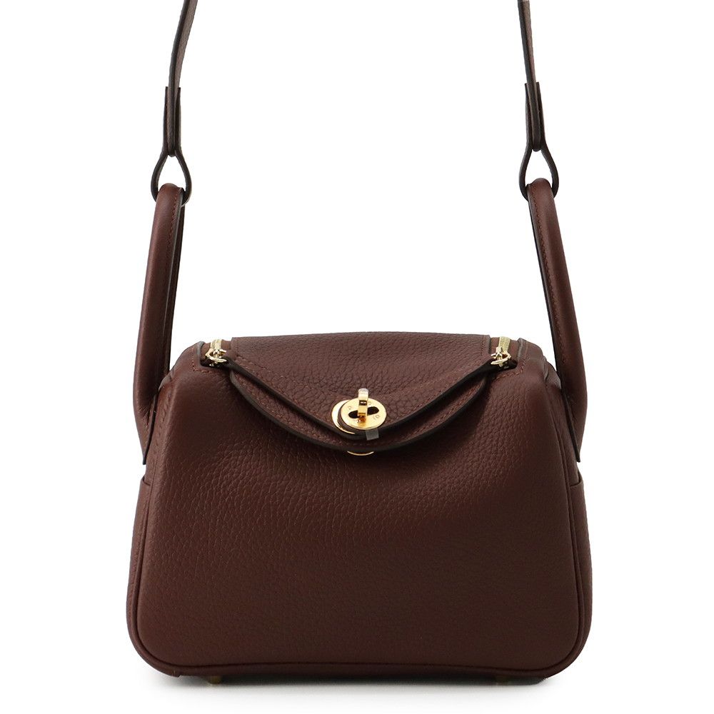 Hermes Lindy Mini Tail Gold Taurillon Clemence 2-Way Shoulder