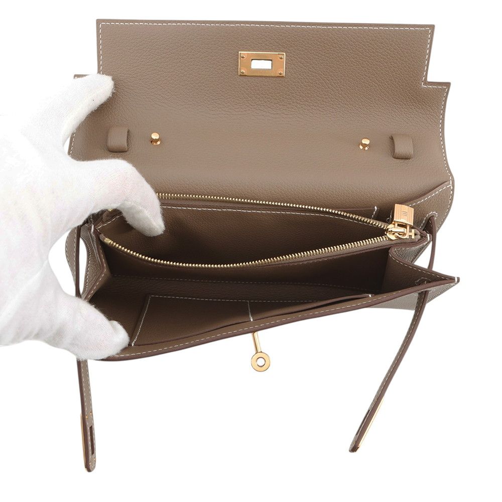Hermes Kelly Wallet Long to Go Etoupe Gold Epsom — view 5