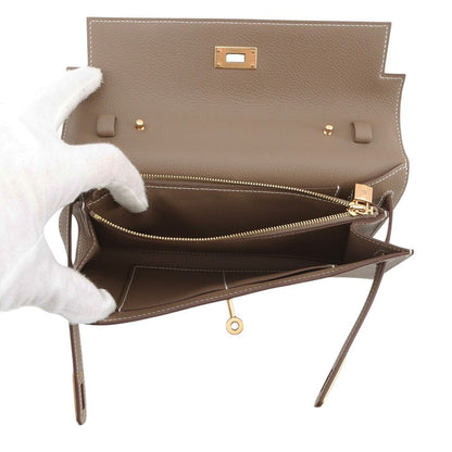 Hermes Kelly Wallet Long to Go Etoupe Gold Epsom — view 5