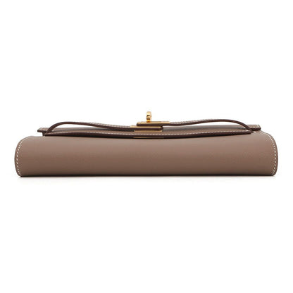 Hermes Kelly Wallet Long to Go Etoupe Gold Epsom — view 3