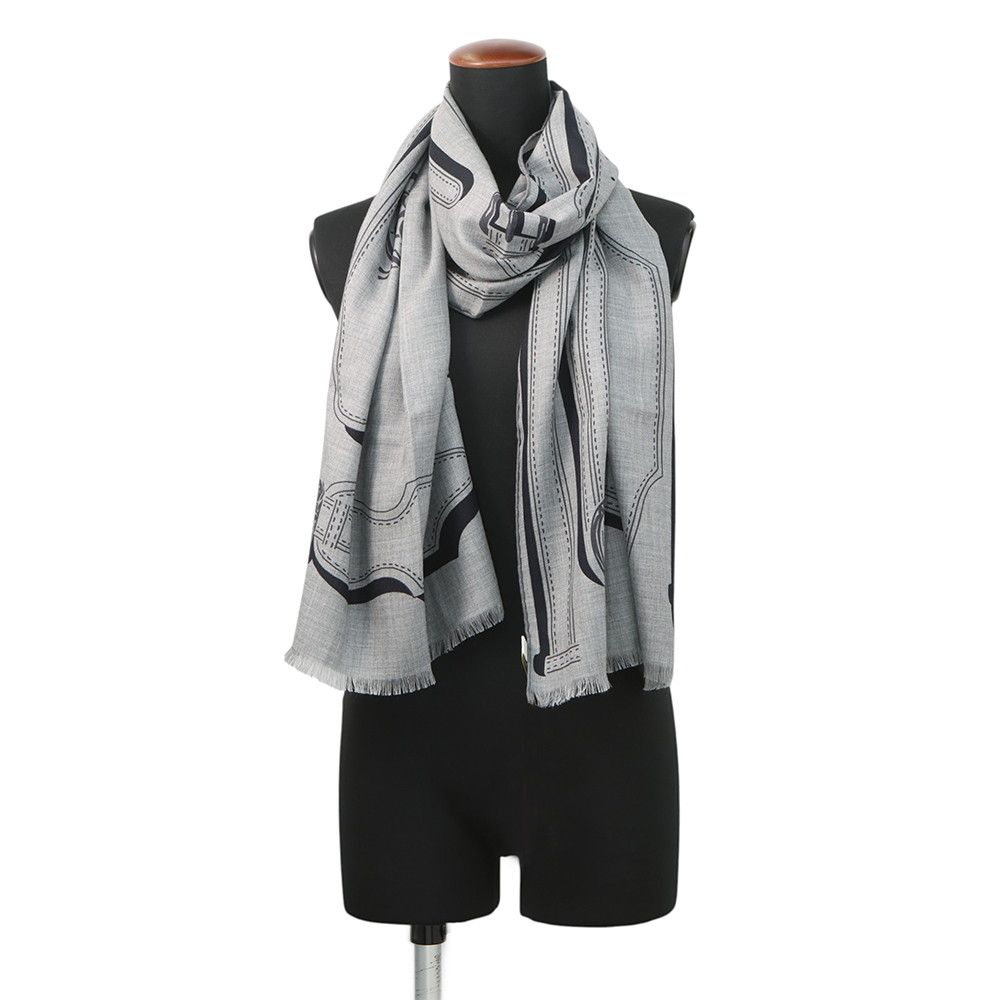 Hermes Scarf Rectangle President's Harness Cashmere Silk — view 3