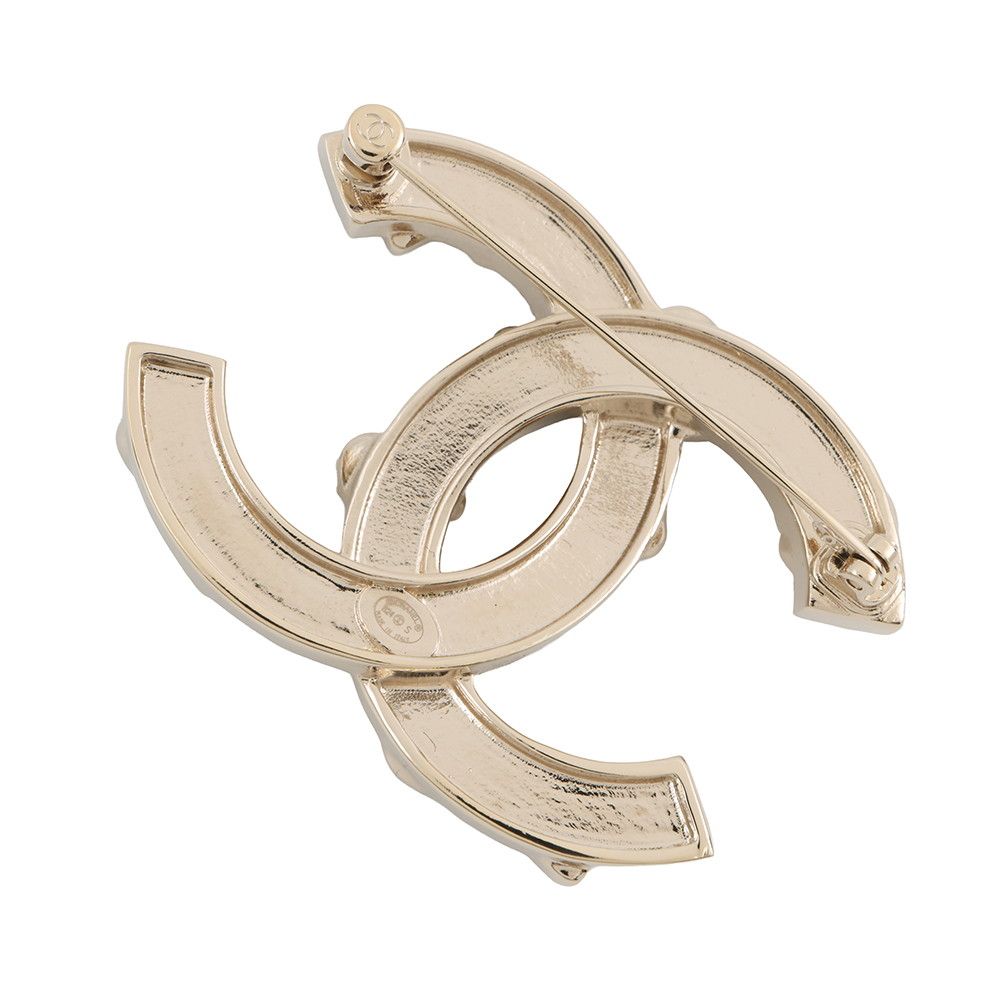 Chanel Brooch CC Logo Rhinestone Faux Pearl — view 3