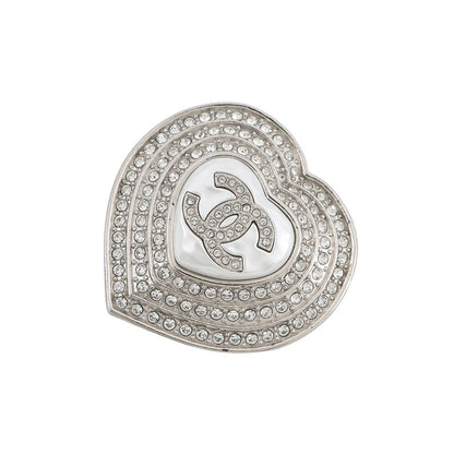 Chanel Brooch Heart CC Logo Metal Rhinestone