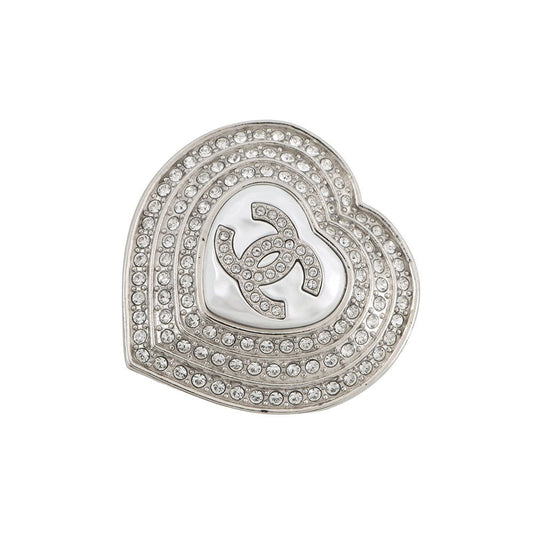 Chanel Brooch Heart CC Logo Metal Rhinestone