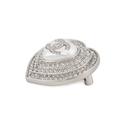 Chanel Brooch Heart CC Logo Metal Rhinestone — view 2