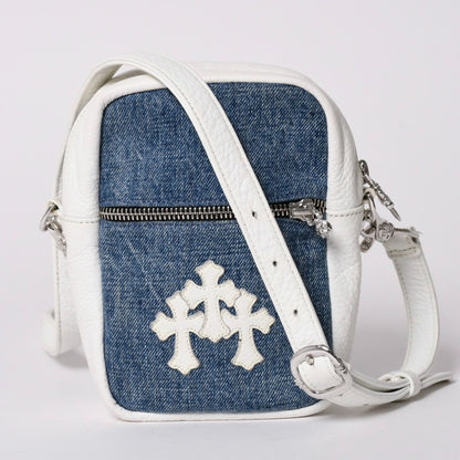 Chrome Hearts Taka Mini Takamini Cemetery Cross Shoulder Bag Denim
