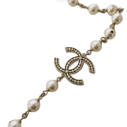 Chanel Pearl CC Logo Necklace Gold Color KH — view 3