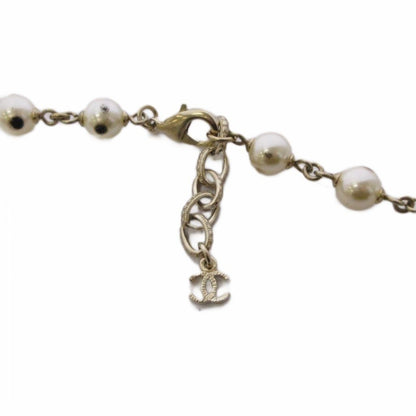 Chanel Pearl CC Logo Necklace Gold Color KH — view 4