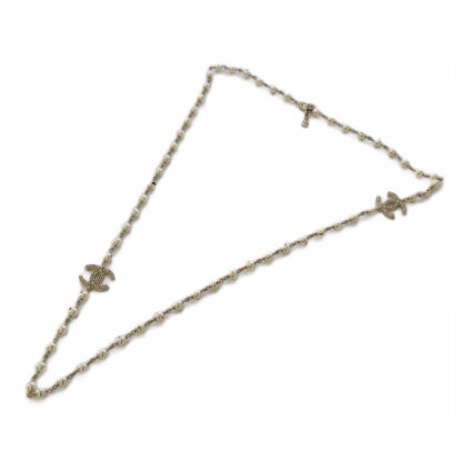 Chanel Pearl CC Logo Necklace Gold Color KH — view 2