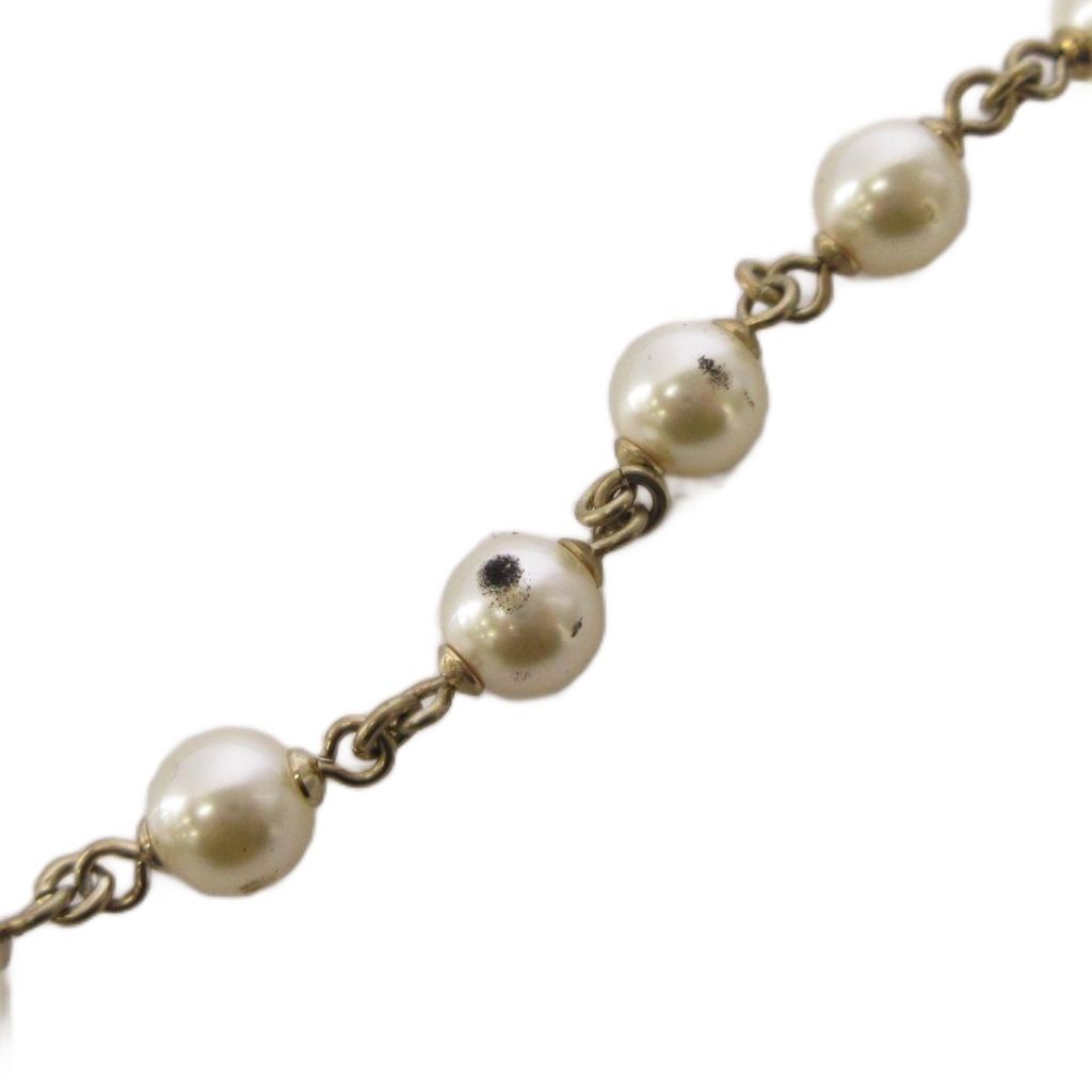 Chanel Pearl CC Logo Necklace Gold Color KH — view 6