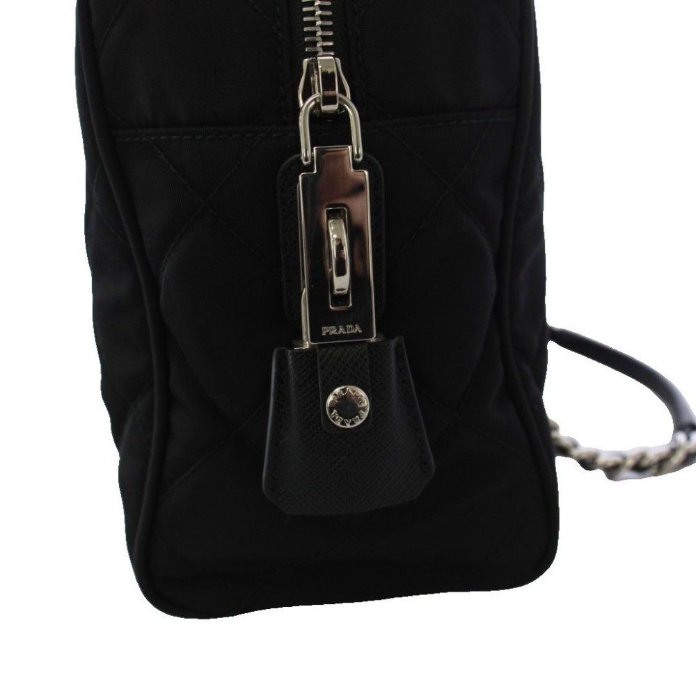 Prada Tessuto Nylon Saffiano Quilted Shoulder Bag Black KH — view 7