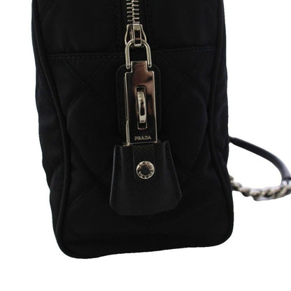 Prada Tessuto Nylon Saffiano Quilted Shoulder Bag Black KH — view 7