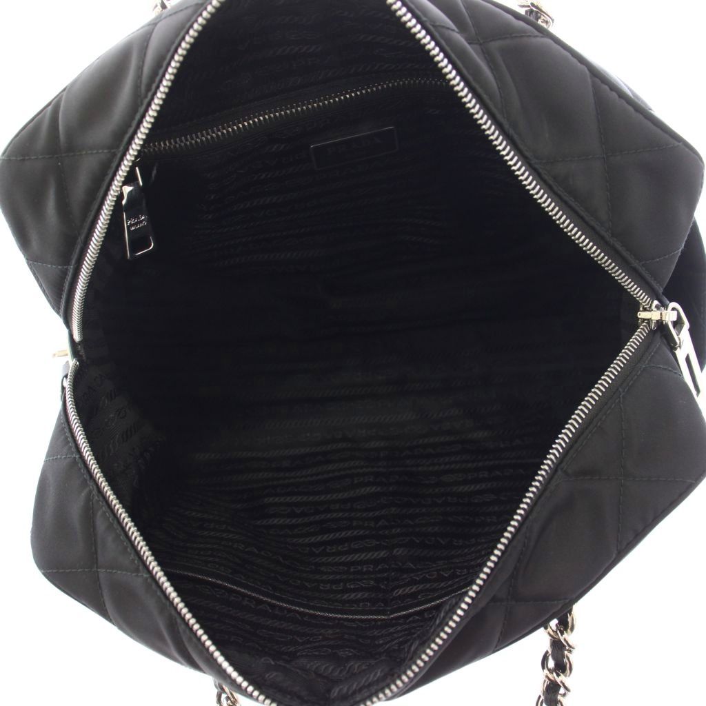 Prada Tessuto Nylon Saffiano Quilted Shoulder Bag Black KH — view 5