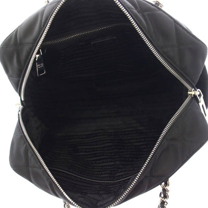 Prada Tessuto Nylon Saffiano Quilted Shoulder Bag Black KH — view 5