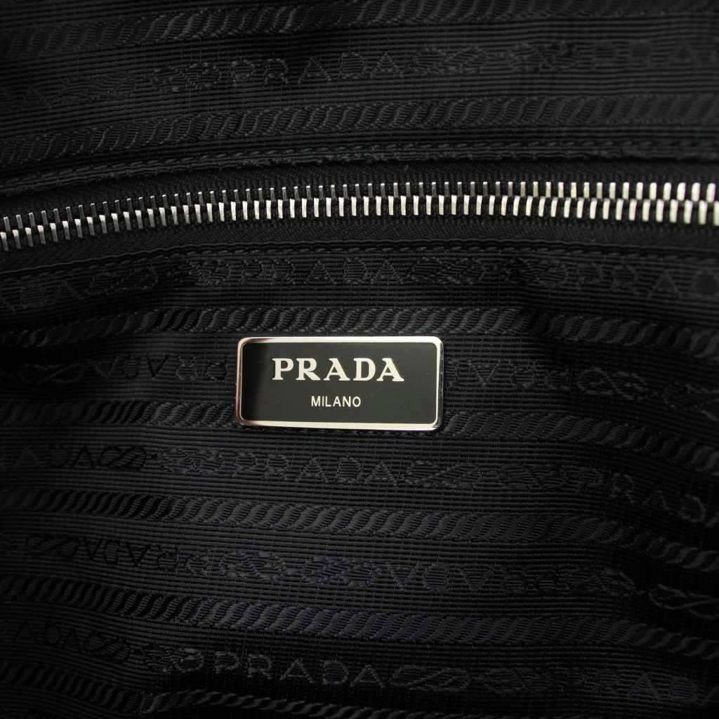 Prada Tessuto Nylon Saffiano Quilted Shoulder Bag Black KH — view 8
