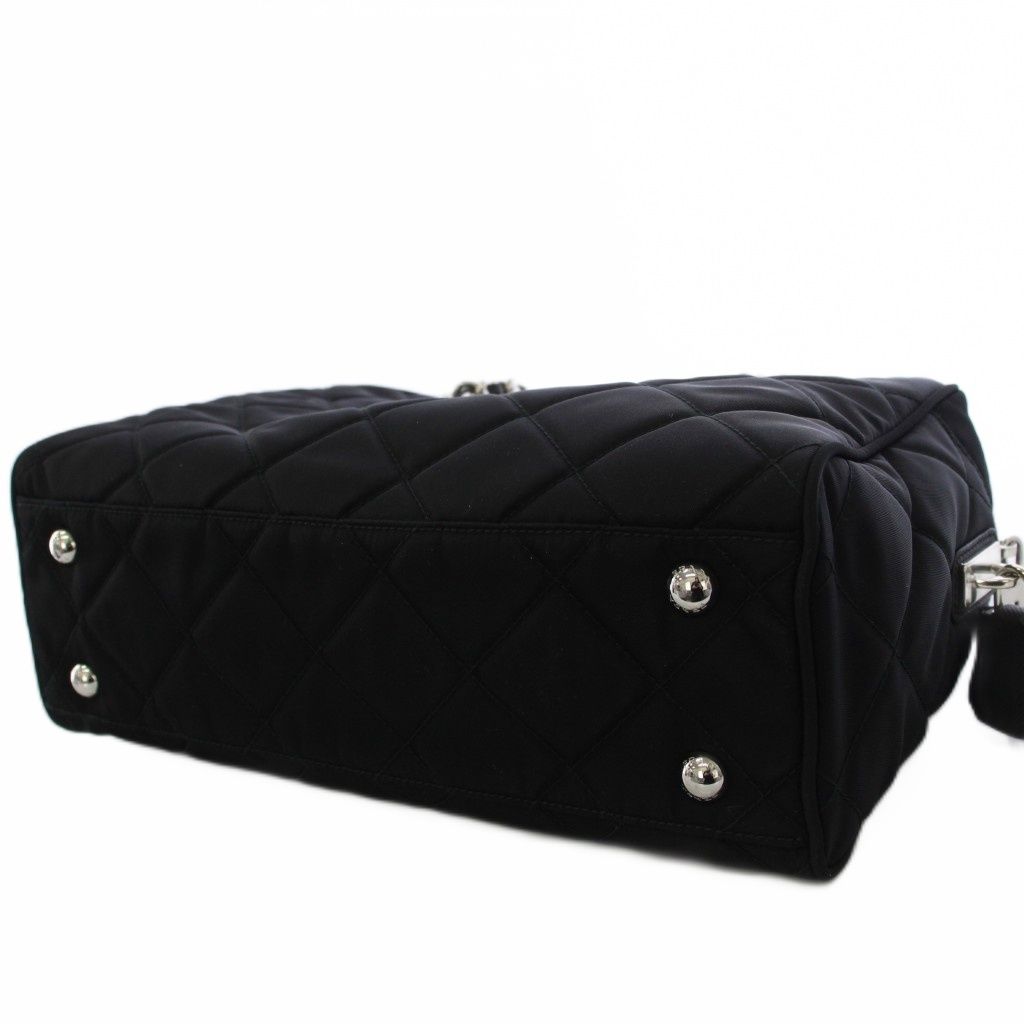Prada Tessuto Nylon Saffiano Quilted Shoulder Bag Black KH — view 4