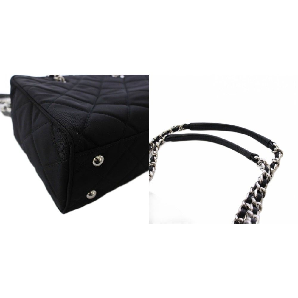 Prada Tessuto Nylon Saffiano Quilted Shoulder Bag Black KH — view 9