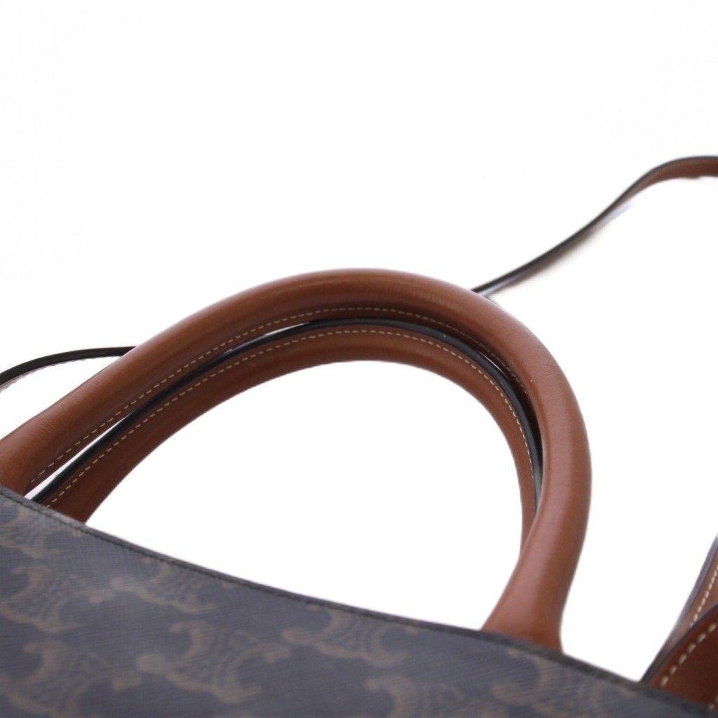 Celine Vertical Cabas Mall Triomphe Tote Shoulder Bag 2-Way Brown KH — view 6