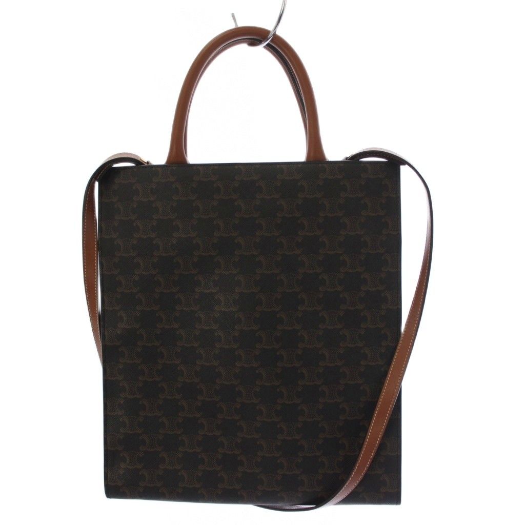 Celine Vertical Cabas Mall Triomphe Tote Shoulder Bag 2-Way Brown KH — view 2