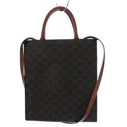 Celine Vertical Cabas Mall Triomphe Tote Shoulder Bag 2-Way Brown KH — view 2