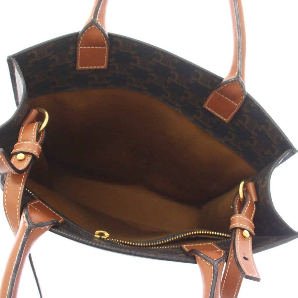 Celine Vertical Cabas Mall Triomphe Tote Shoulder Bag 2-Way Brown KH — view 5