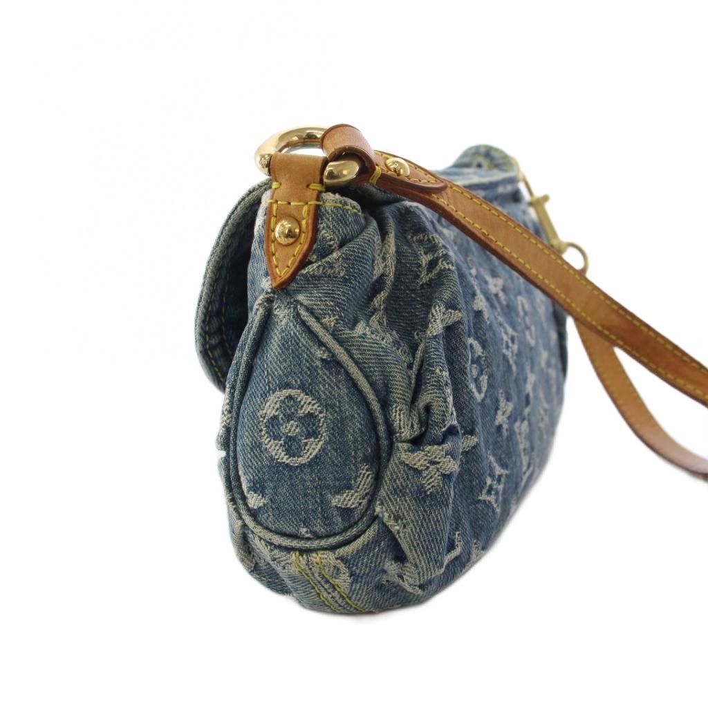 Louis Vuitton Mini Pleaty Monogram Denim Handbag Blue KH — view 3
