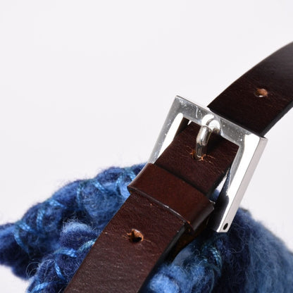 Fendi Mamma Baguette Bag Felt Leather Flower Patchwork Blue Silver — view 5