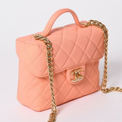 Chanel Vanity Chain Shoulder Bag 2-Way Base CC Logo Caviar Leather Pink — view 3