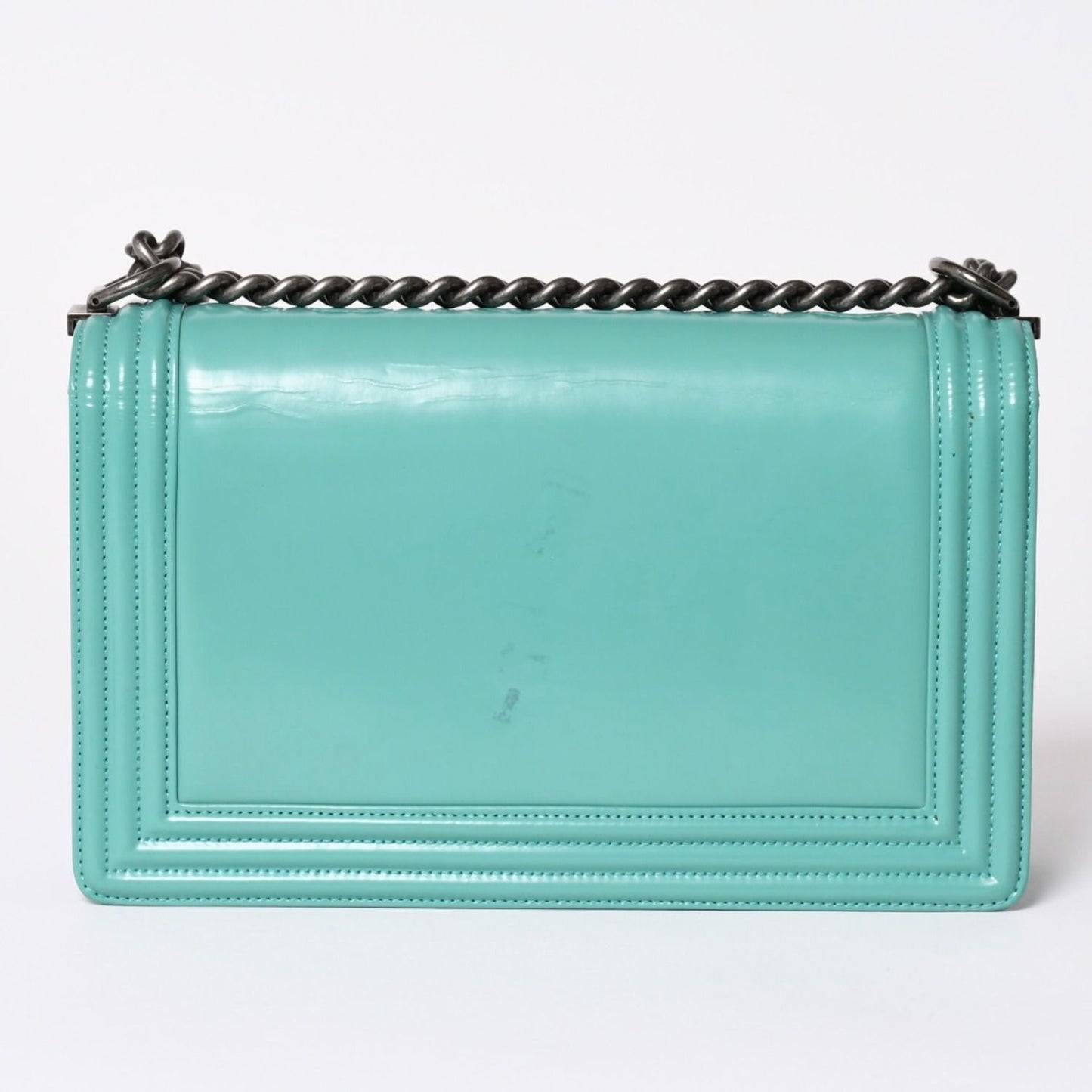 Chanel Boy Large Chain Shoulder Bag CC Logo Calfskin Turquoise — view 2
