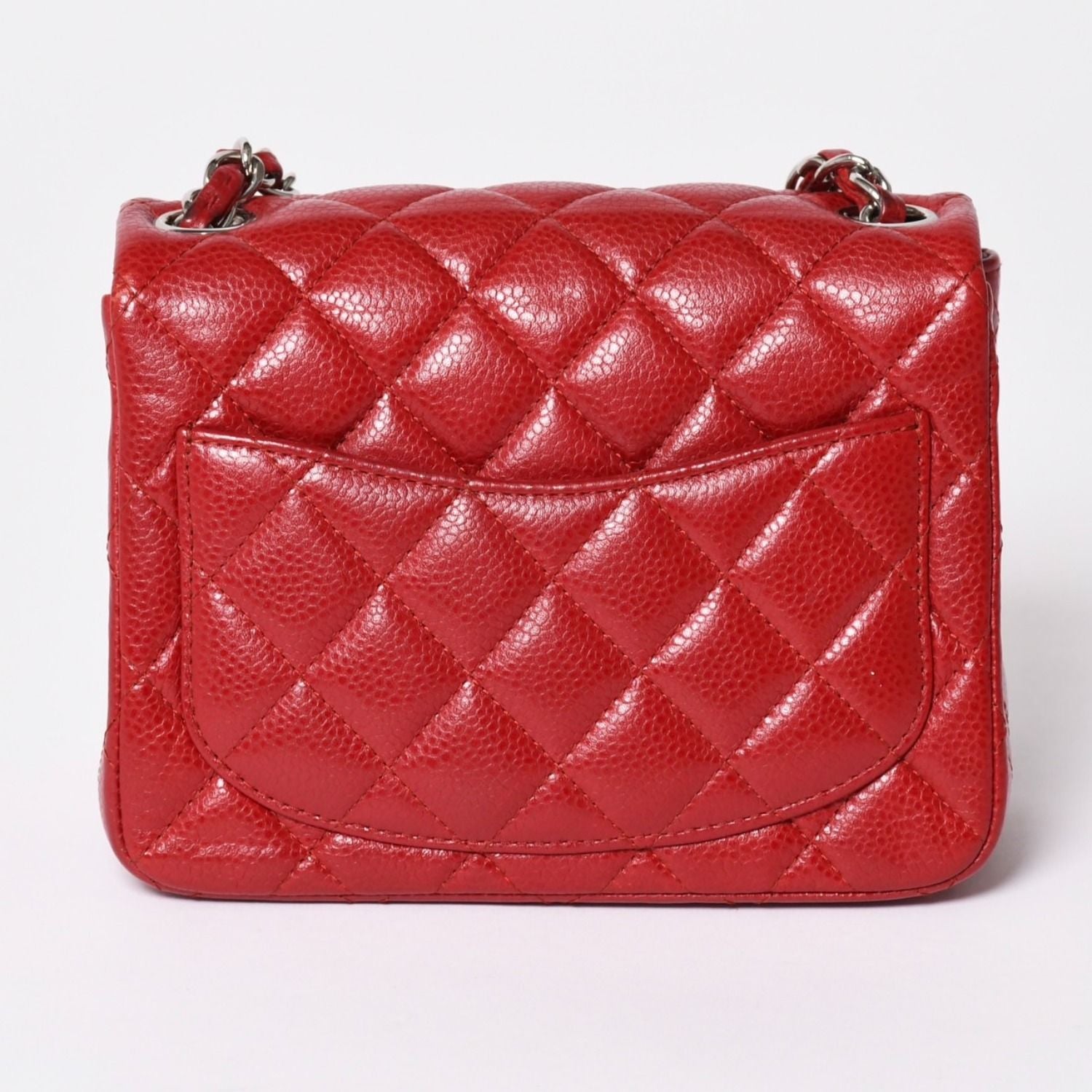 Chanel Mini Quilted 16 S Flap S Chain Shoulder Bag CC Logo Caviar Leather Silver — view 2
