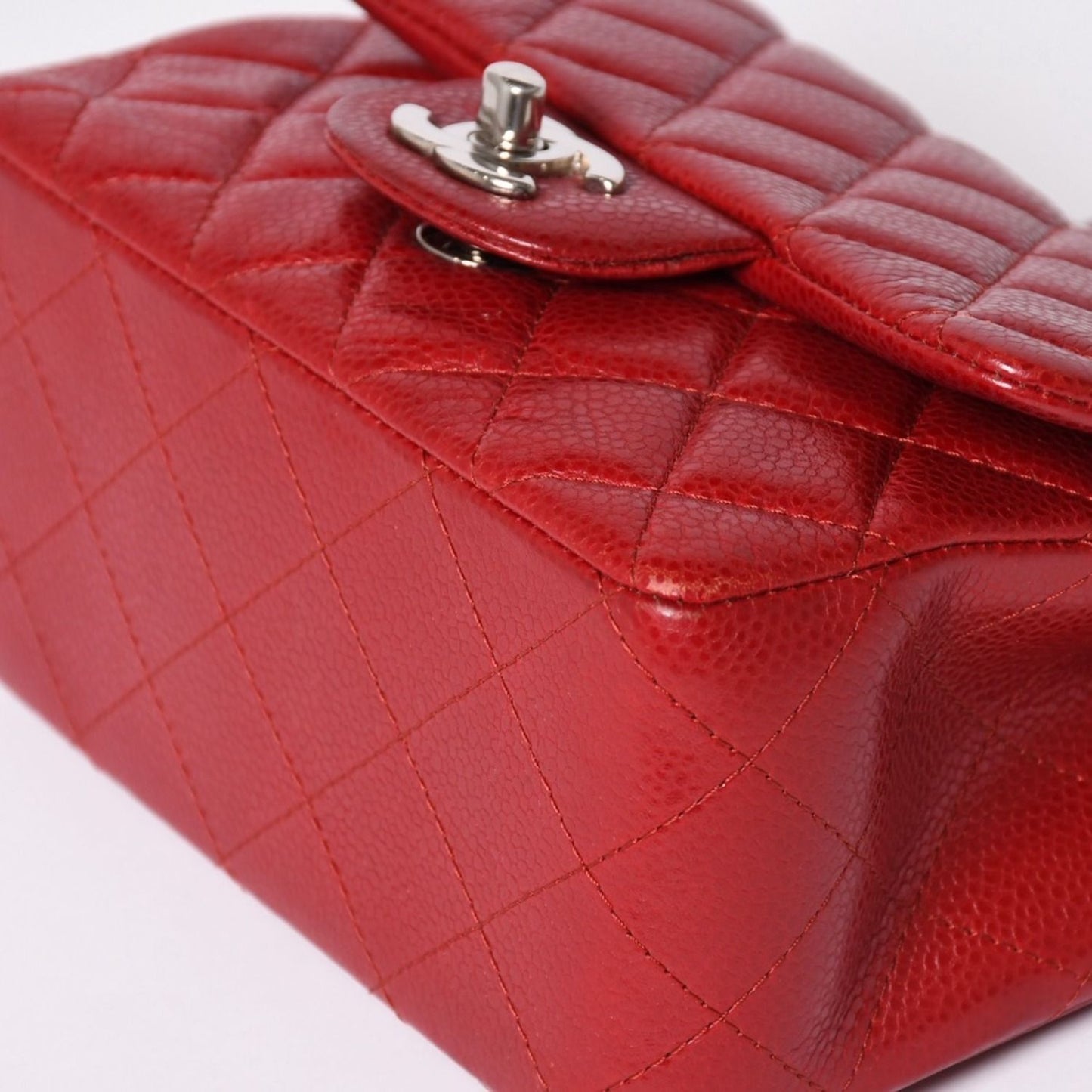 Chanel Mini Quilted 16 S Flap S Chain Shoulder Bag CC Logo Caviar Leather Silver — view 7