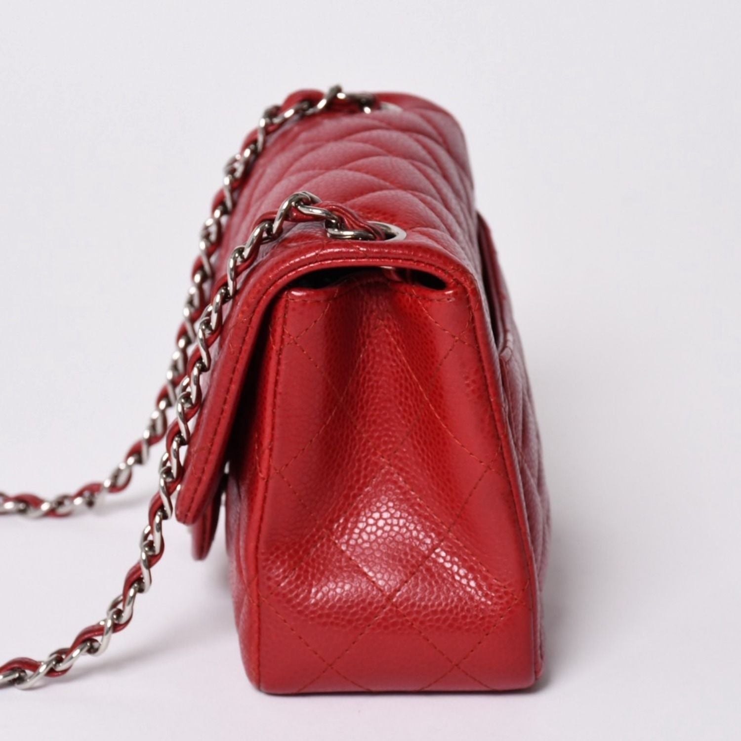 Chanel Mini Quilted 16 S Flap S Chain Shoulder Bag CC Logo Caviar Leather Silver — view 4