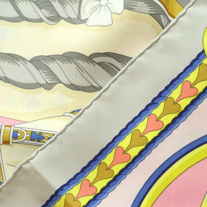 Hermes Harnais de Coeur Carre 90 Scarf All Over Pattern Silk Pink Multicolor — view 4