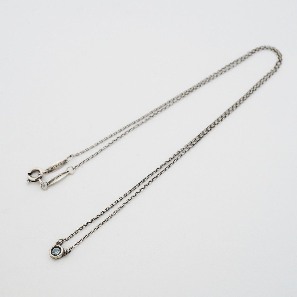 Tiffany & Co Necklace by the Yard 925 Sterling Silver Aquamarine Blue — view 3