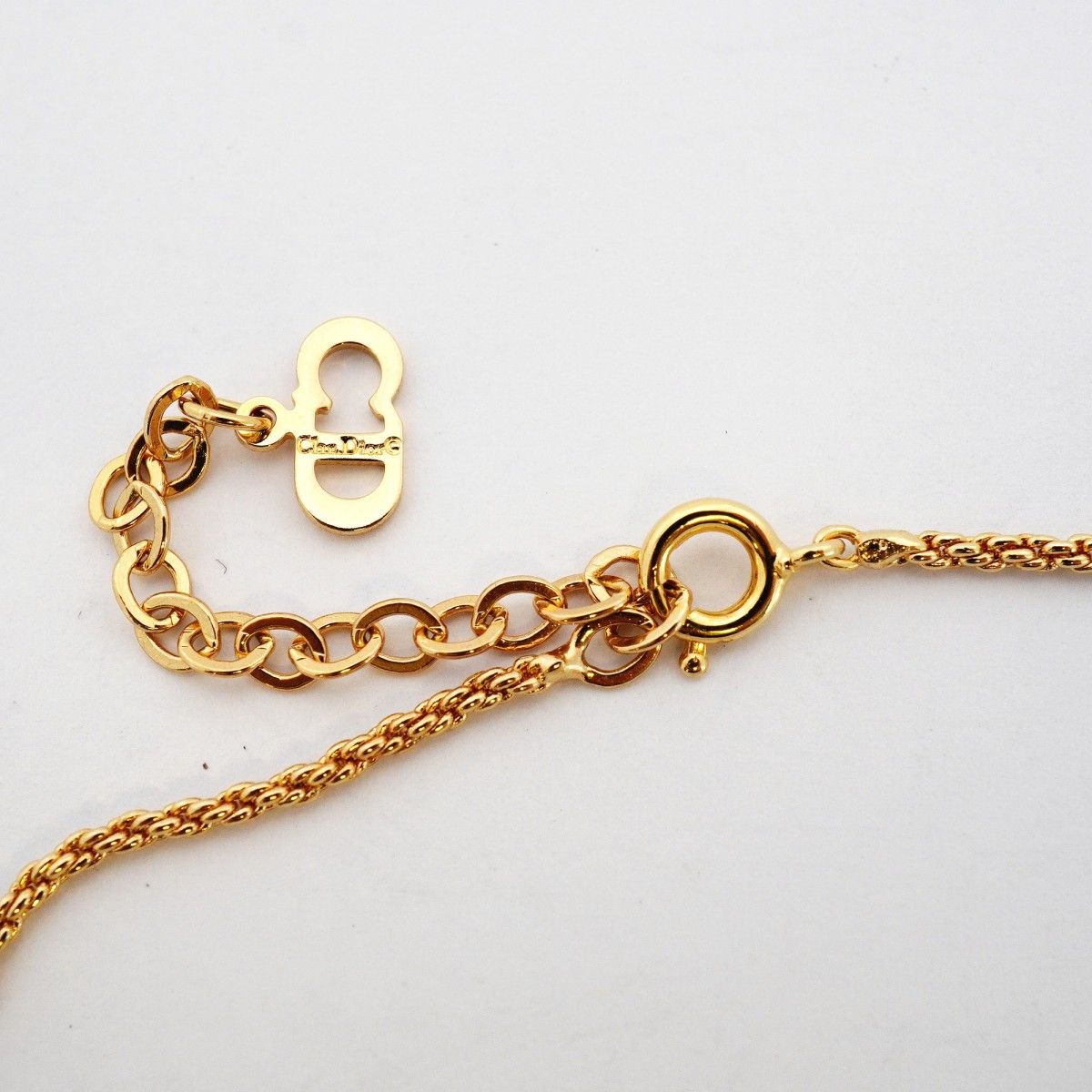 Dior Necklace Logo Heart Motif Gold Plated Rhinestone — view 4