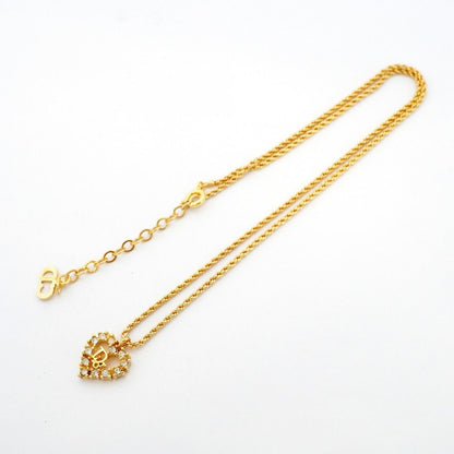 Dior Necklace Logo Heart Motif Gold Plated Rhinestone — view 3