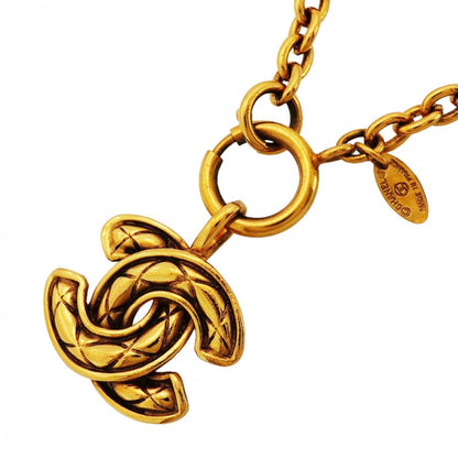 Chanel Necklace Vintage CC Logo Quilted Gold Plated