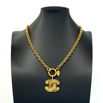 Chanel Necklace Vintage CC Logo Quilted Gold Plated — view 7