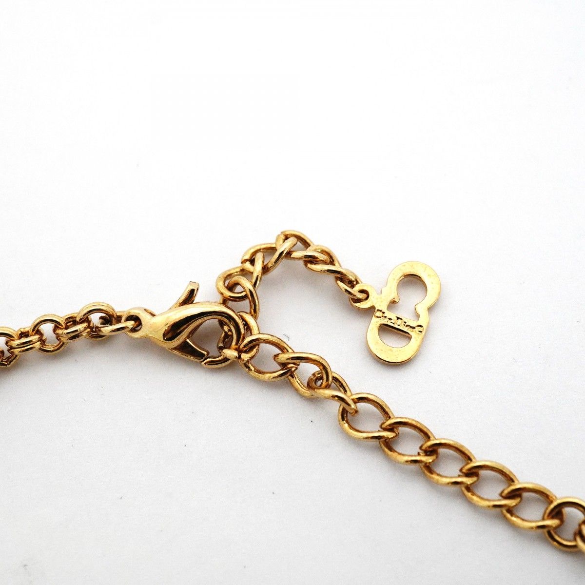 Dior Necklace CD Logo Gold Plated Rhinestone — view 4