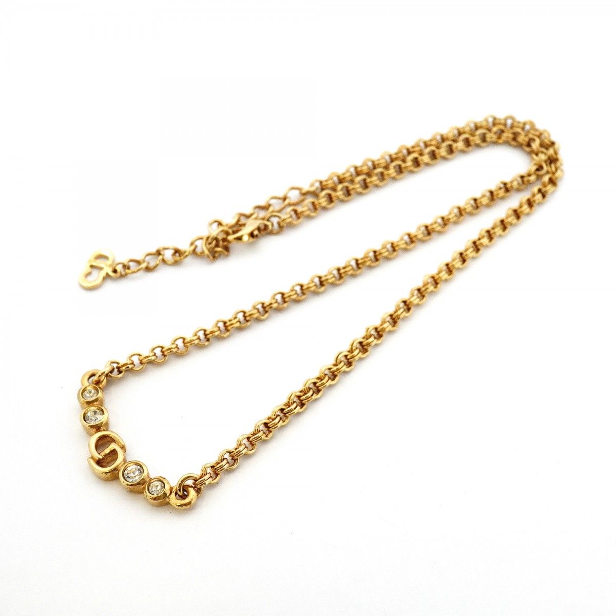 Dior Necklace CD Logo Gold Plated Rhinestone — view 3