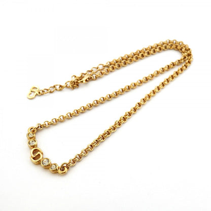 Dior Necklace CD Logo Gold Plated Rhinestone — view 3