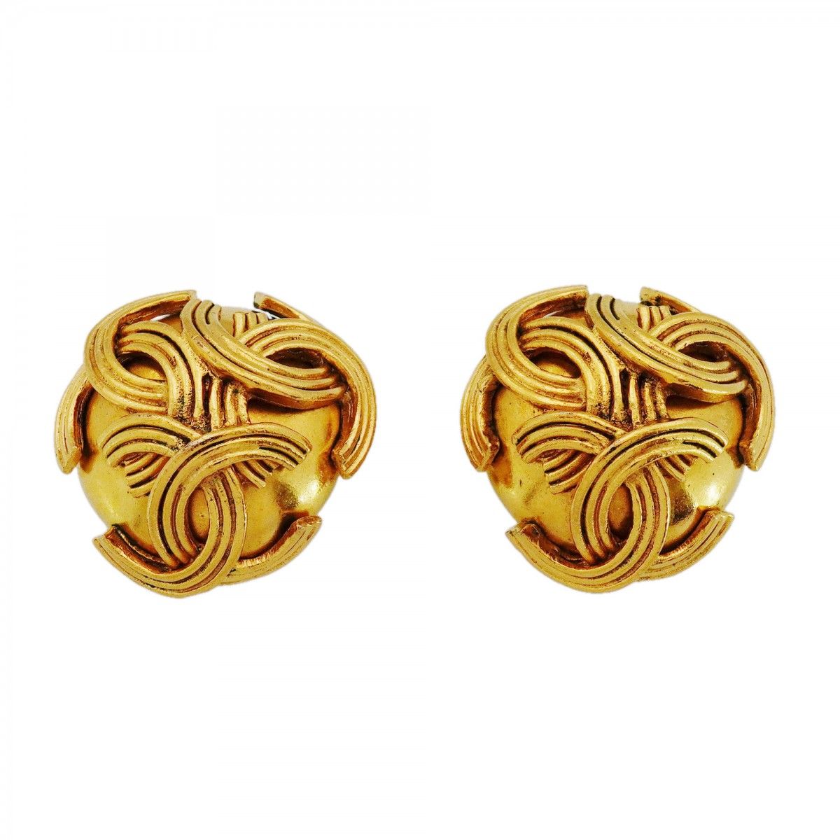 Chanel Earrings Vintage Triple Coco Gold Plated