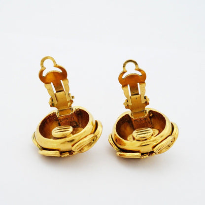 Chanel Earrings Vintage Triple Coco Gold Plated — view 6